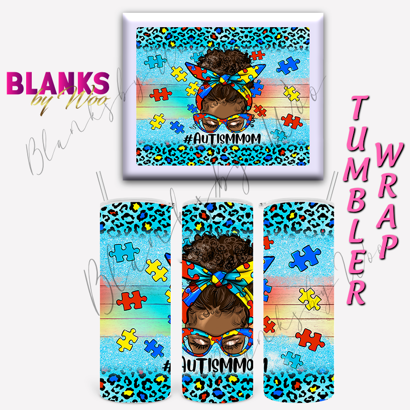 Autism Mom (Afro Puff) Tumbler Wrap