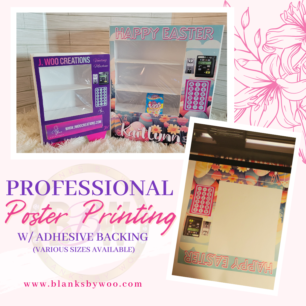 Self Adhesive Professional Poster Printing Services for Custom Props, Vending Machines, etc..