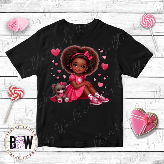 Adorable Girl and Teddy Bear (Transfer)