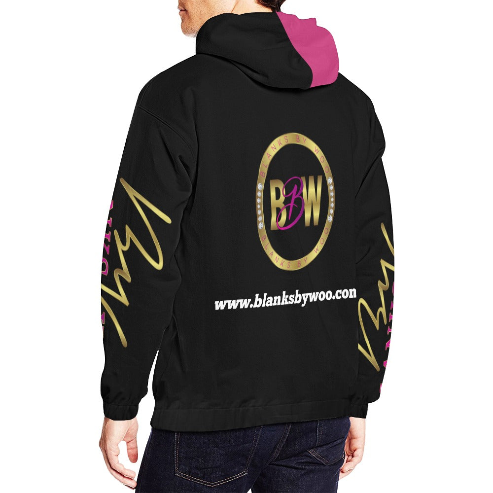 Blanks by Woo Hoodie with Pink hood All Over Print Hoodie for Men (USA Size) (Model H13)