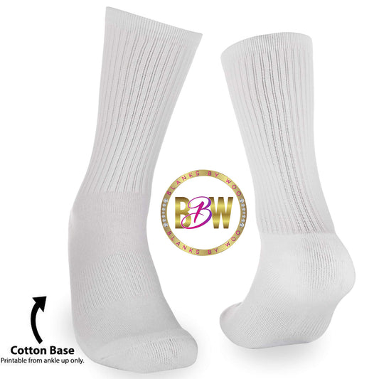Adult Blank Color Athletic Sublimation Socks (Cotton Bottom)