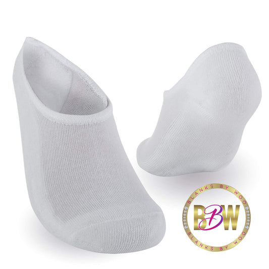 Adult Blank No Show Sublimation Socks - White Only