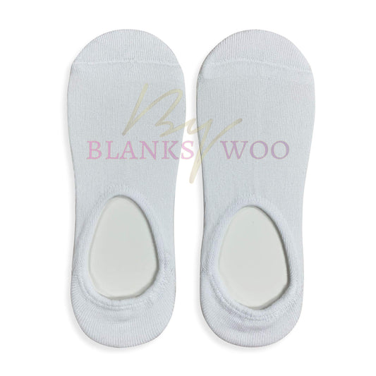 Adult Blank No Show Sublimation Socks - White Only