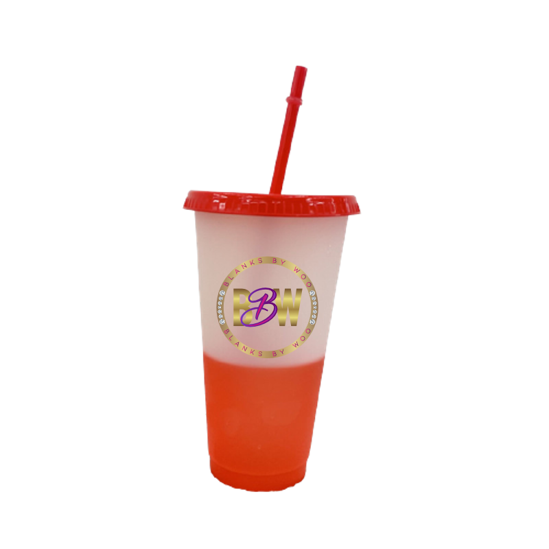 24 Oz Color Changing Reusable Plastic Cups for Vinyl Use