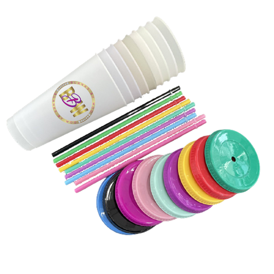 24 Oz Color Changing Reusable Plastic Cups for Vinyl Use