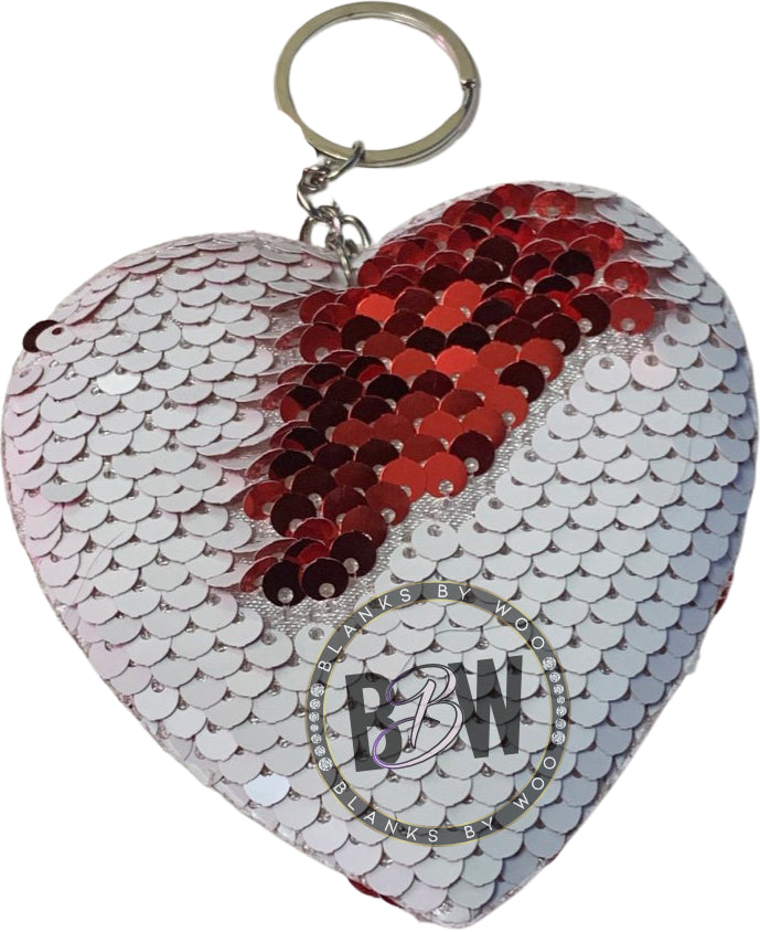 Sublimation Sequin Heart Keychain