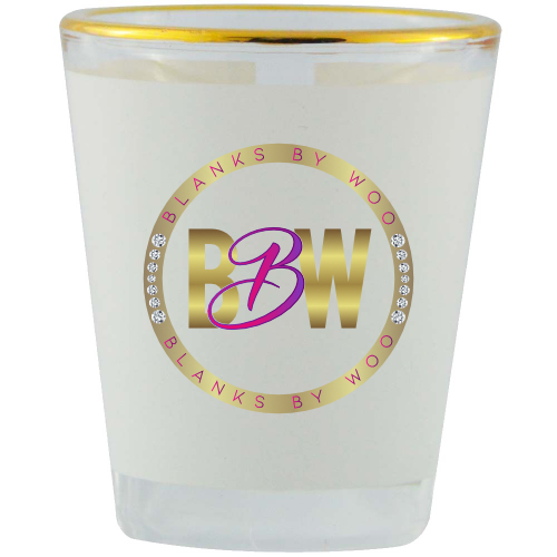1.5 oz Sublimation Shot Glass with Gold Rim