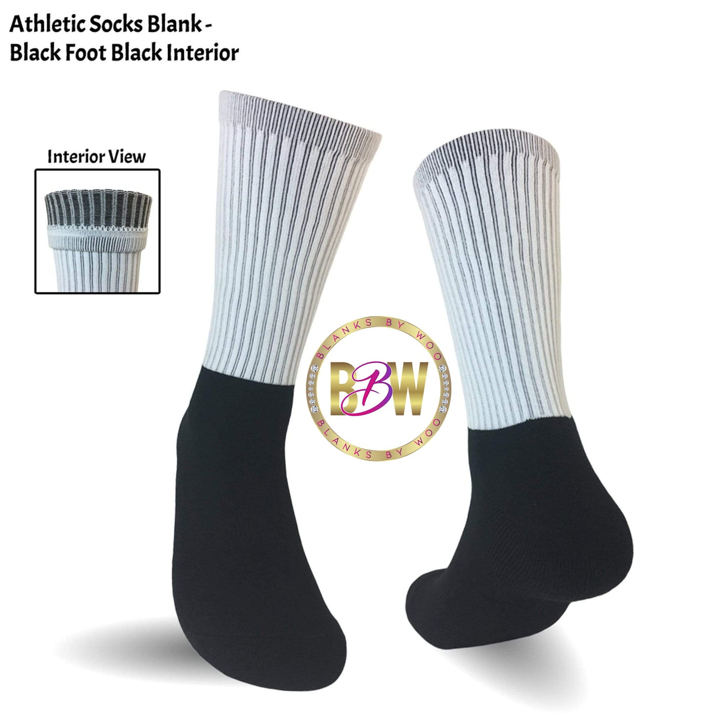 Adult Blank Color Athletic Sublimation Socks (Cotton Bottom)