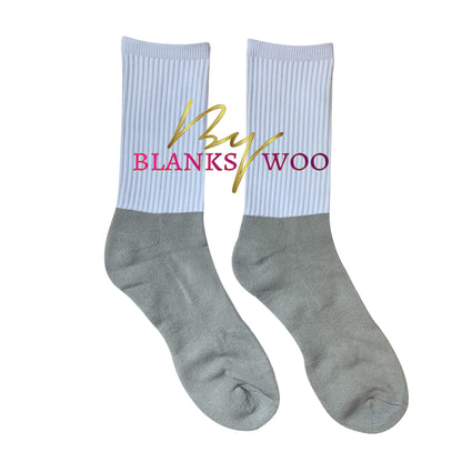 Adult Blank Color Athletic Sublimation Socks (Cotton Bottom)