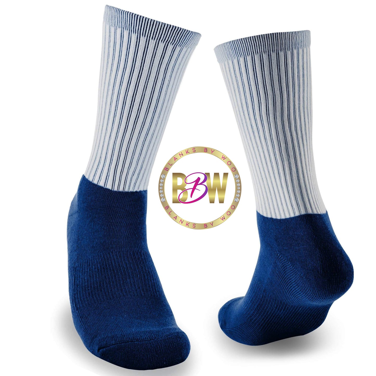 Adult Blank Color Athletic Sublimation Socks (Cotton Bottom)