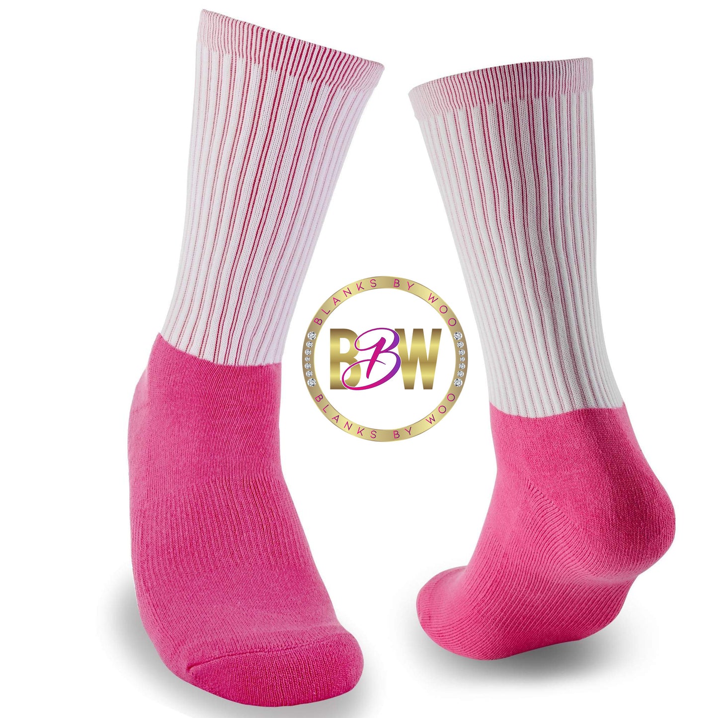 Adult Blank Color Athletic Sublimation Socks (Cotton Bottom)