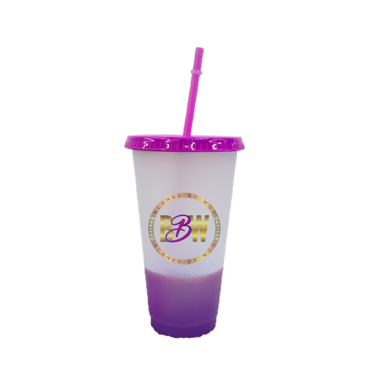 24 Oz Color Changing Reusable Plastic Cups for Vinyl Use