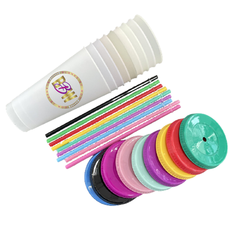 24 Oz Color Changing Reusable Plastic Cups for Vinyl Use