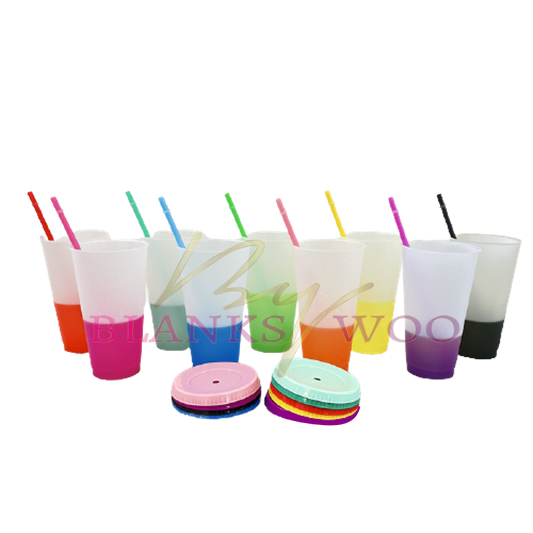 24 Oz Color Changing Reusable Plastic Cups for Vinyl Use