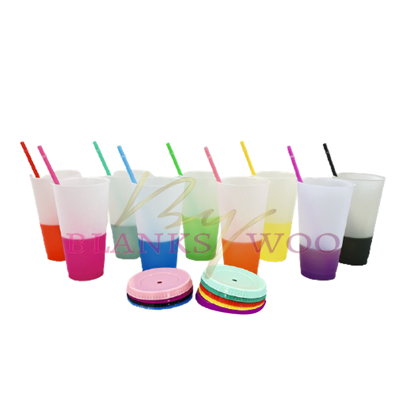 24 Oz Color Changing Reusable Plastic Cups for Vinyl Use